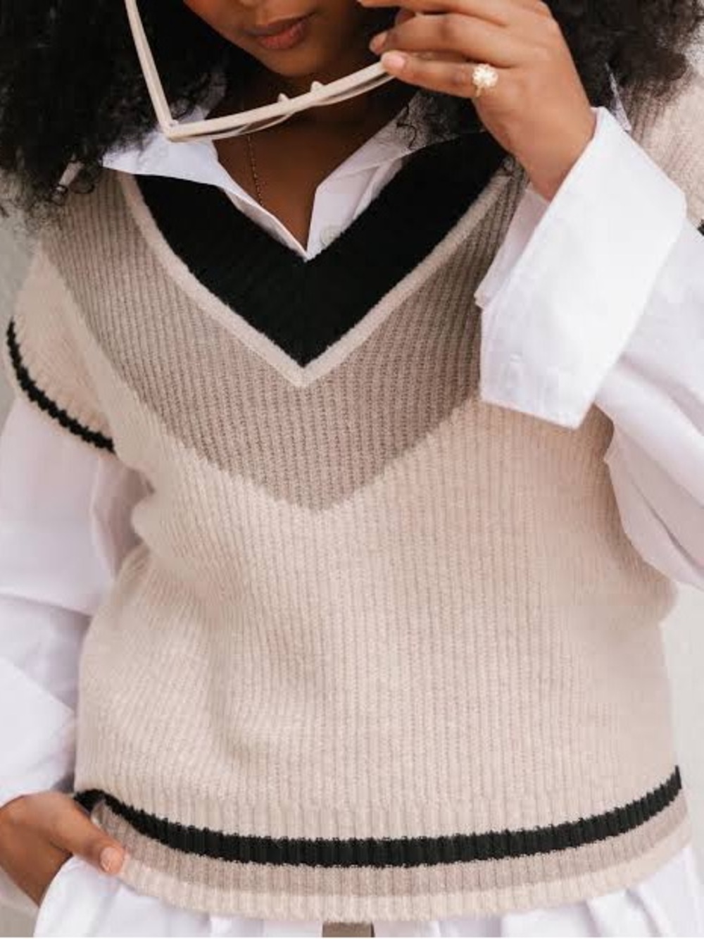 SMASH + TESS Wren lightweight knit V-neck sweater vest preppy vintage vibes